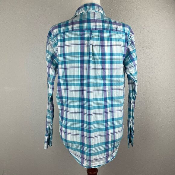 American Eagle Outfitters Blue Plaid Button Down Shirt Size S EUC - Picture 5 of 6
